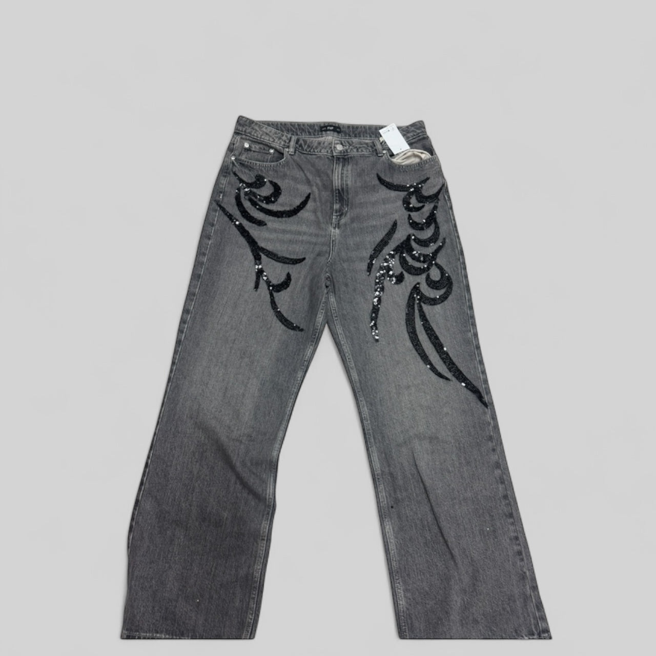 ✨ Embellished Beaded Patch Jeans – One of One