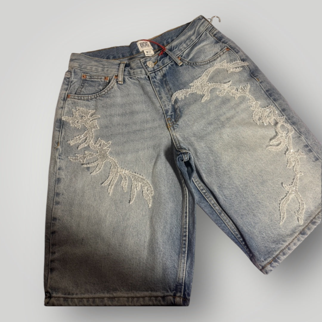 ✨ Embellished Beaded Patch Shorts – One of One